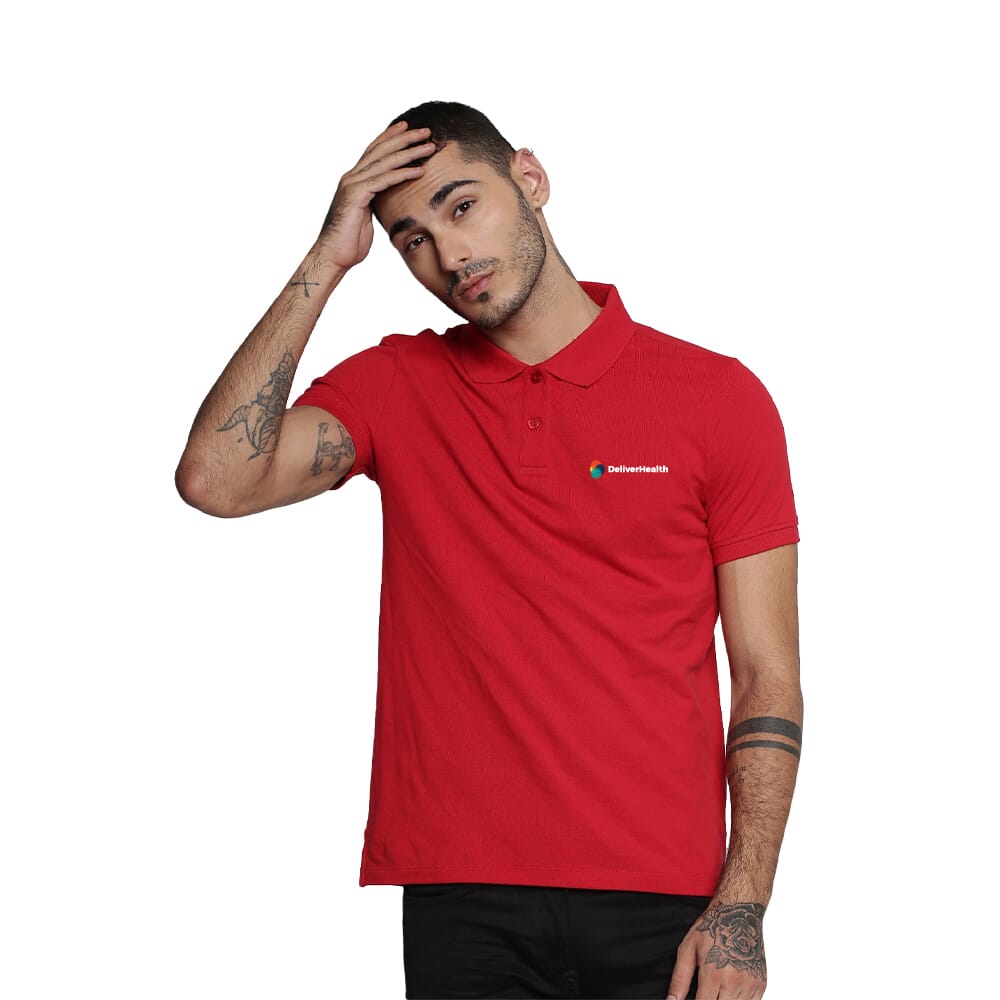 Jack & Jones Plain Polo T-Shirt- Red